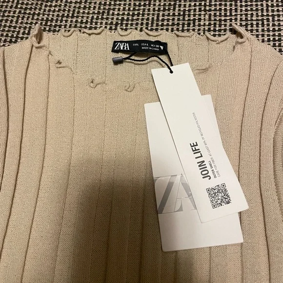Zara Beige Ribbed Tank Top - Picture 3 of 4